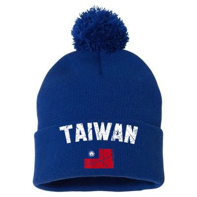 Taiwan Flag Vintage Taiwan Funny Gift Pom Pom 12in Knit Beanie