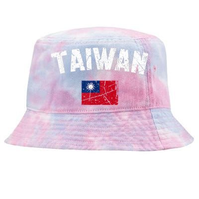 Taiwan Flag Vintage Taiwan Funny Gift Tie-Dyed Bucket Hat