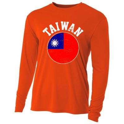 Taiwan Flag Vintage Gift Cooling Performance Long Sleeve Crew