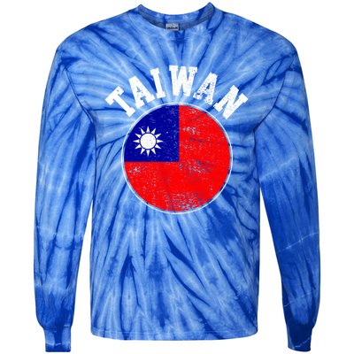 Taiwan Flag Vintage Gift Tie-Dye Long Sleeve Shirt