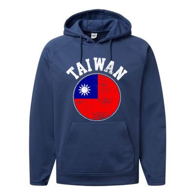 Taiwan Flag Vintage Gift Performance Fleece Hoodie