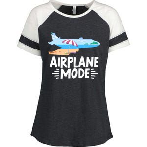 Traveller Flight Vacation Airplane Mode Meaningful Gift Enza Ladies Jersey Colorblock Tee