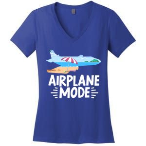 Traveller Flight Vacation Airplane Mode Meaningful Gift Women's V-Neck T-Shirt