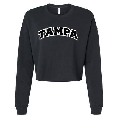 Tampa Florida Varsity Style Vintage Red Cropped Pullover Crew