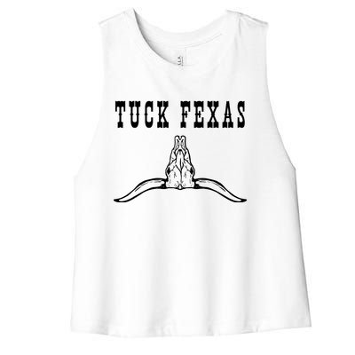 Tuck Fexas Vintage Horns Down Women's Racerback Cropped Tank