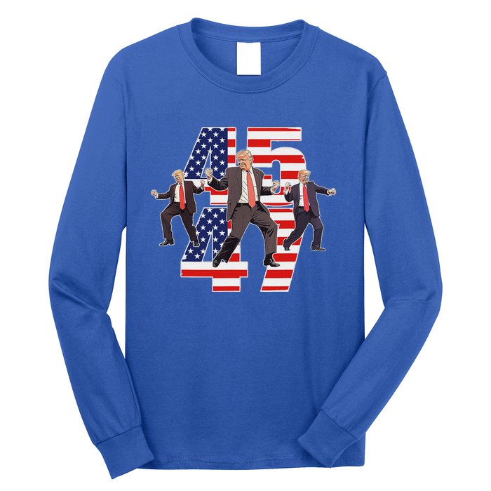 Trump Funny Victory Dance Trump Dancing America 47 Long Sleeve Shirt