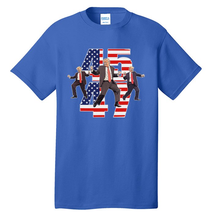 Trump Funny Victory Dance Trump Dancing America 47 Tall T-Shirt