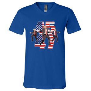 Trump Funny Victory Dance Trump Dancing America 47 V-Neck T-Shirt