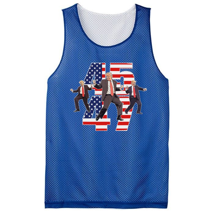 Trump Funny Victory Dance Trump Dancing America 47 Mesh Reversible Basketball Jersey Tank