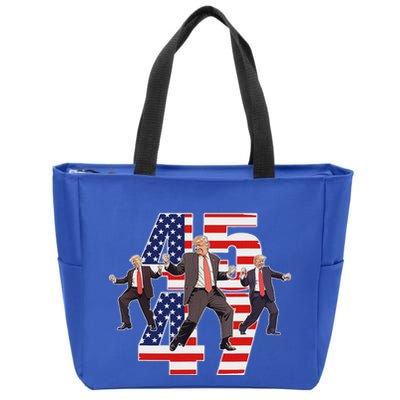 Trump Funny Victory Dance Trump Dancing America 47 Zip Tote Bag