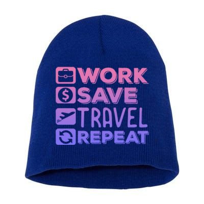 Traveller Flight Vacation Work Save Travel Repeat Watercolor Gift Short Acrylic Beanie