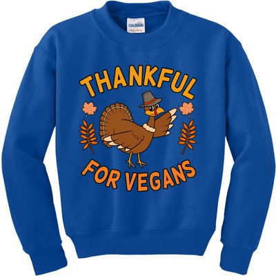 Thankful For Vegans Funny Turkey Thanksgiving Family Graphic Gift Kids Sweatshirt