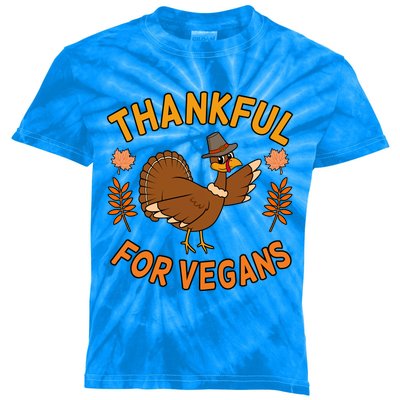 Thankful For Vegans Funny Turkey Thanksgiving Family Graphic Gift Kids Tie-Dye T-Shirt