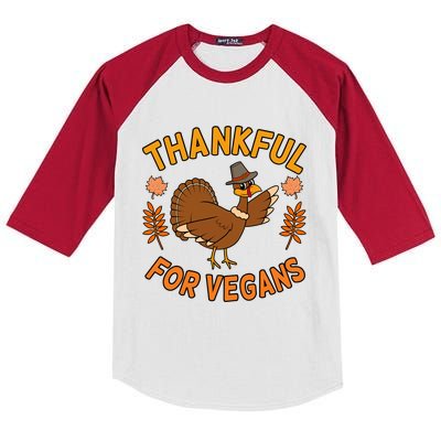 Thankful For Vegans Funny Turkey Thanksgiving Family Graphic Gift Kids Colorblock Raglan Jersey