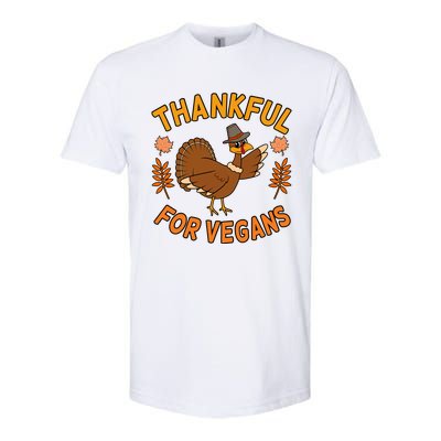 Thankful For Vegans Funny Turkey Thanksgiving Family Graphic Gift Softstyle CVC T-Shirt