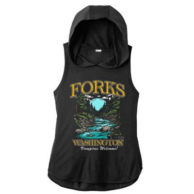 Twilight Forks Washington Vampires Welcome Ladies PosiCharge Tri-Blend Wicking Draft Hoodie Tank