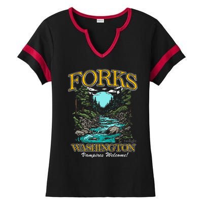 Twilight Forks Washington Vampires Welcome Ladies Halftime Notch Neck Tee