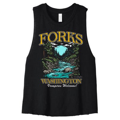 Twilight Forks Washington Vampires Welcome Women's Racerback Cropped Tank