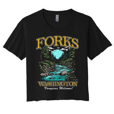 Twilight Forks Washington Vampires Welcome Women's Crop Top Tee