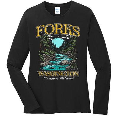 Twilight Forks Washington Vampires Welcome Ladies Long Sleeve Shirt