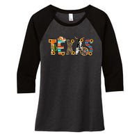 Texas For Women Cactus Texas For Girl Texas Yall Women's Tri-Blend 3/4-Sleeve Raglan Shirt