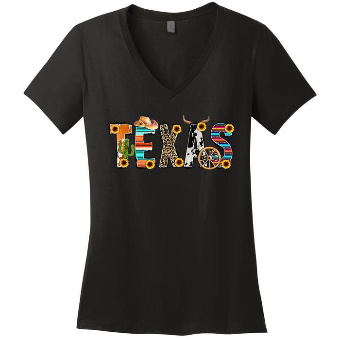 Texas For Women Cactus Texas For Girl Texas Yall Women's V-Neck T-Shirt