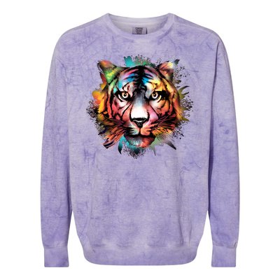 Tiger Face Watercolor Colorblast Crewneck Sweatshirt