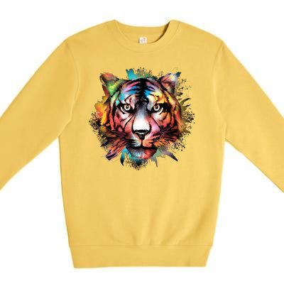 Tiger Face Watercolor Premium Crewneck Sweatshirt