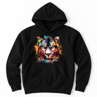 Tiger Face Watercolor Hoodie
