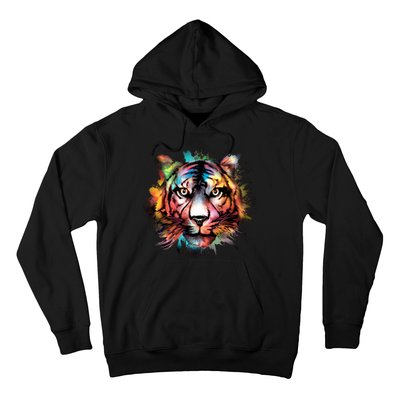 Tiger Face Watercolor Hoodie