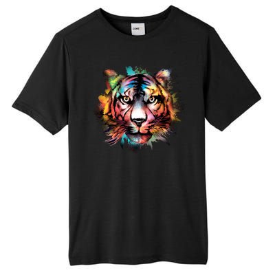 Tiger Face Watercolor Tall Fusion ChromaSoft Performance T-Shirt