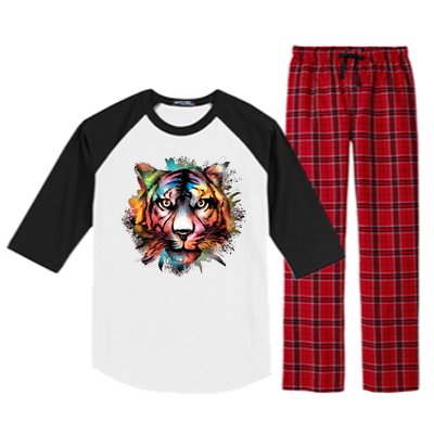 Tiger Face Watercolor Raglan Sleeve Pajama Set