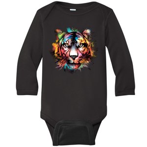 Tiger Face Watercolor Baby Long Sleeve Bodysuit