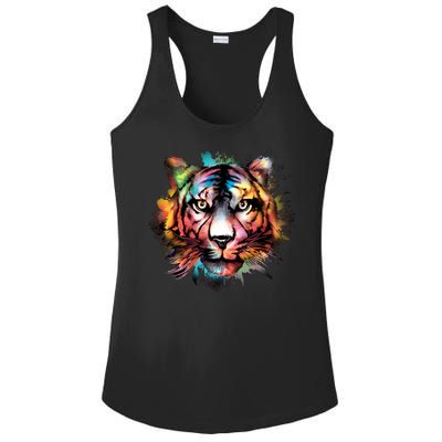 Tiger Face Watercolor Ladies PosiCharge Competitor Racerback Tank