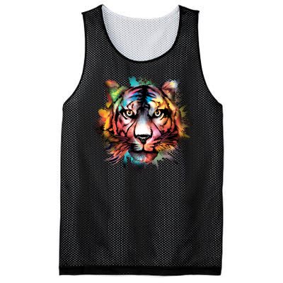 Tiger Face Watercolor Mesh Reversible Basketball Jersey Tank