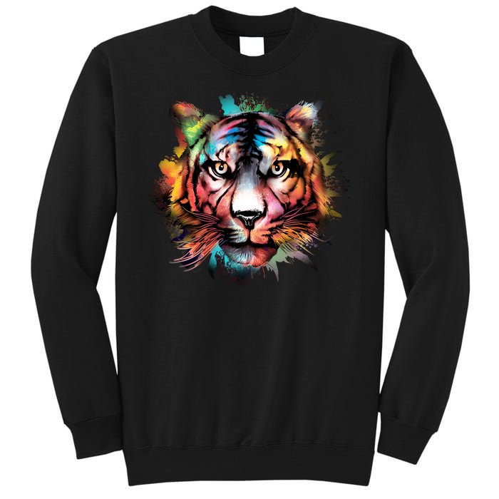 Tiger Face Watercolor Tall Sweatshirt