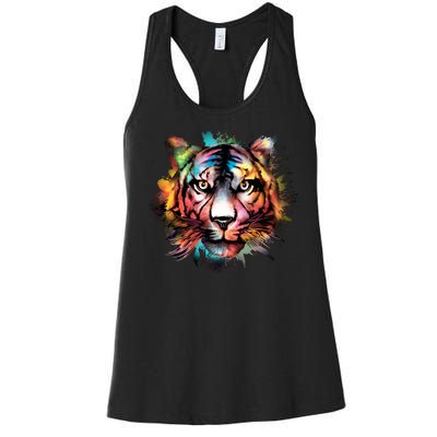 Tiger Face Watercolor Women's Racerback Tank