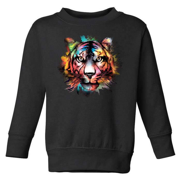 Tiger Face Watercolor Toddler Sweatshirt