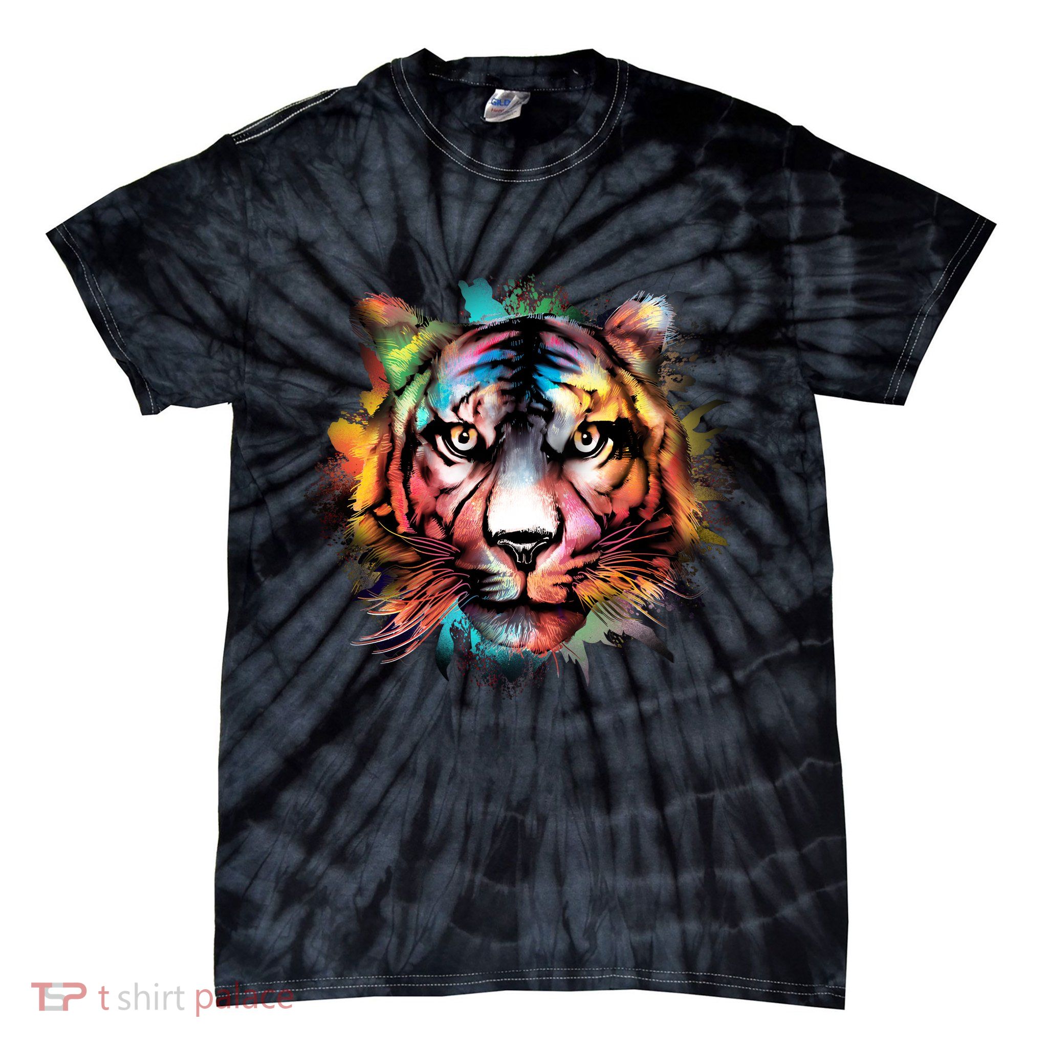 Tiger Face Watercolor Tie-Dye T-Shirt