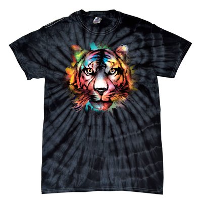 Tiger Face Watercolor Tie-Dye T-Shirt