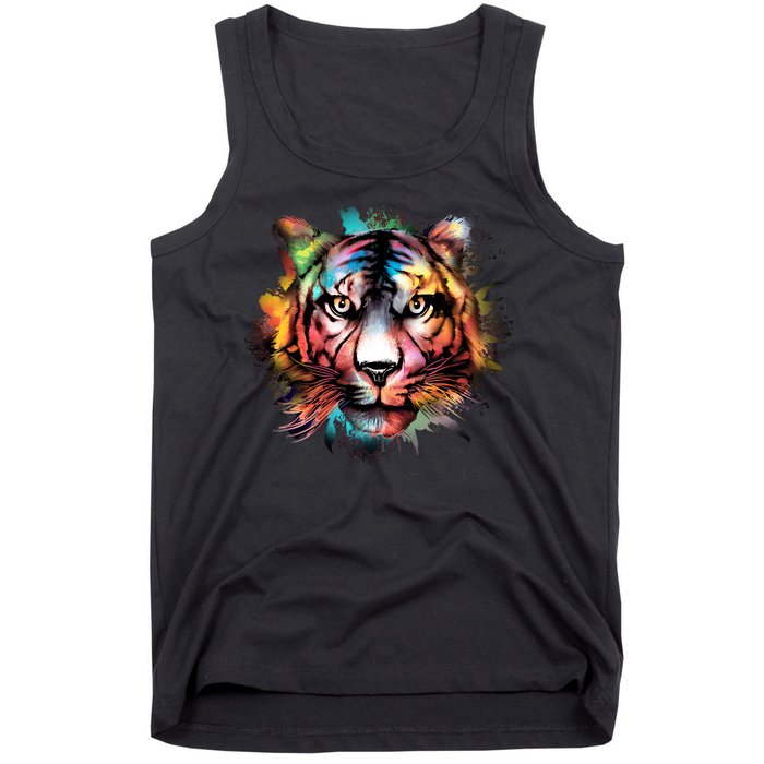 Tiger Face Watercolor Tank Top