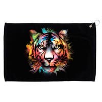 Tiger Face Watercolor Grommeted Golf Towel