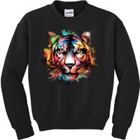 Tiger Face Watercolor Kids Sweatshirt