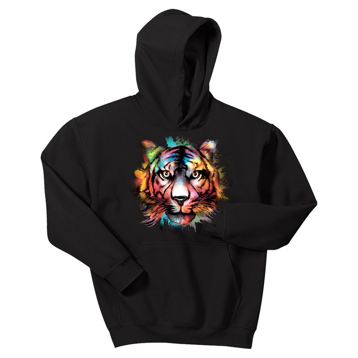 Tiger Face Watercolor Kids Hoodie