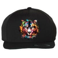 Tiger Face Watercolor Wool Snapback Cap