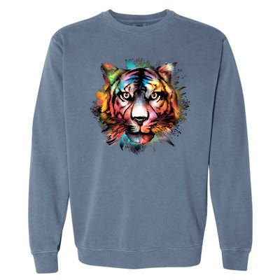 Tiger Face Watercolor Garment-Dyed Sweatshirt