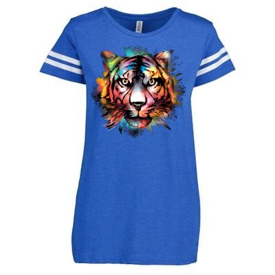 Tiger Face Watercolor Enza Ladies Jersey Football T-Shirt