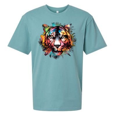 Tiger Face Watercolor Sueded Cloud Jersey T-Shirt