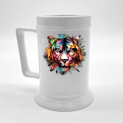 Tiger Face Watercolor Beer Stein