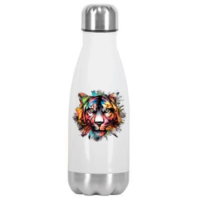 Tiger Face Watercolor Stainless Steel Insulated Water Bottle